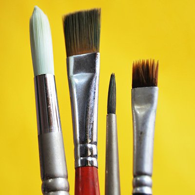 A group of 4 paintbrushes
